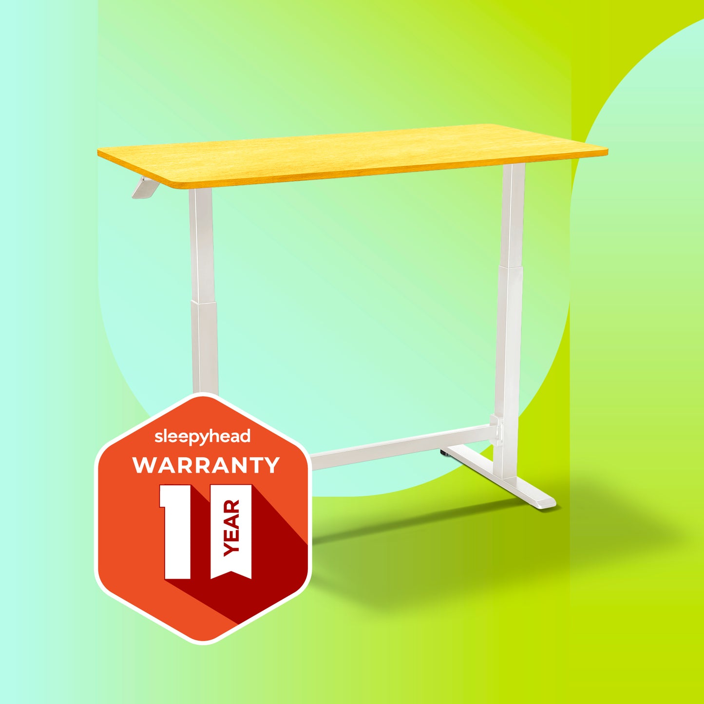 Lyft - Height Adjustable Table (White Base and Oak Top)