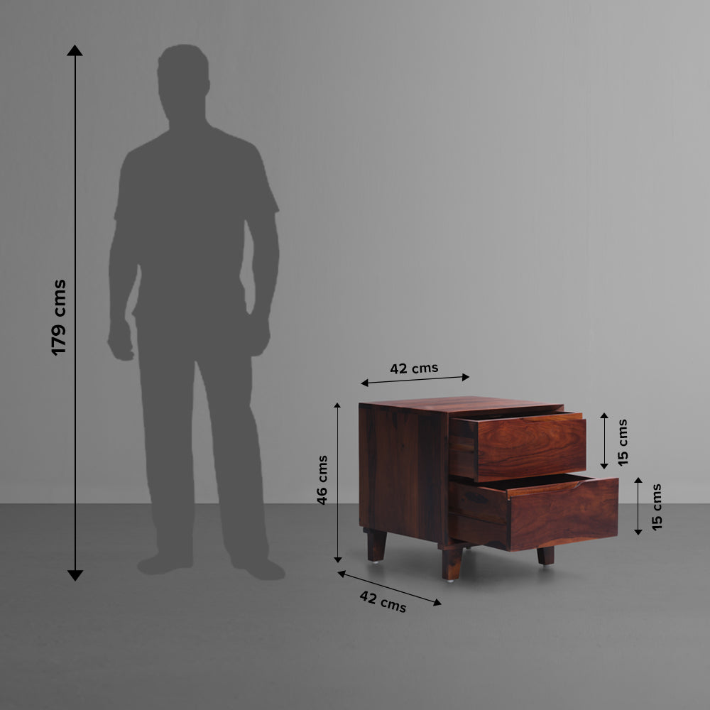 Mate|Sheesham|Wood|Bedside|Table|Honey|Brown|Finish