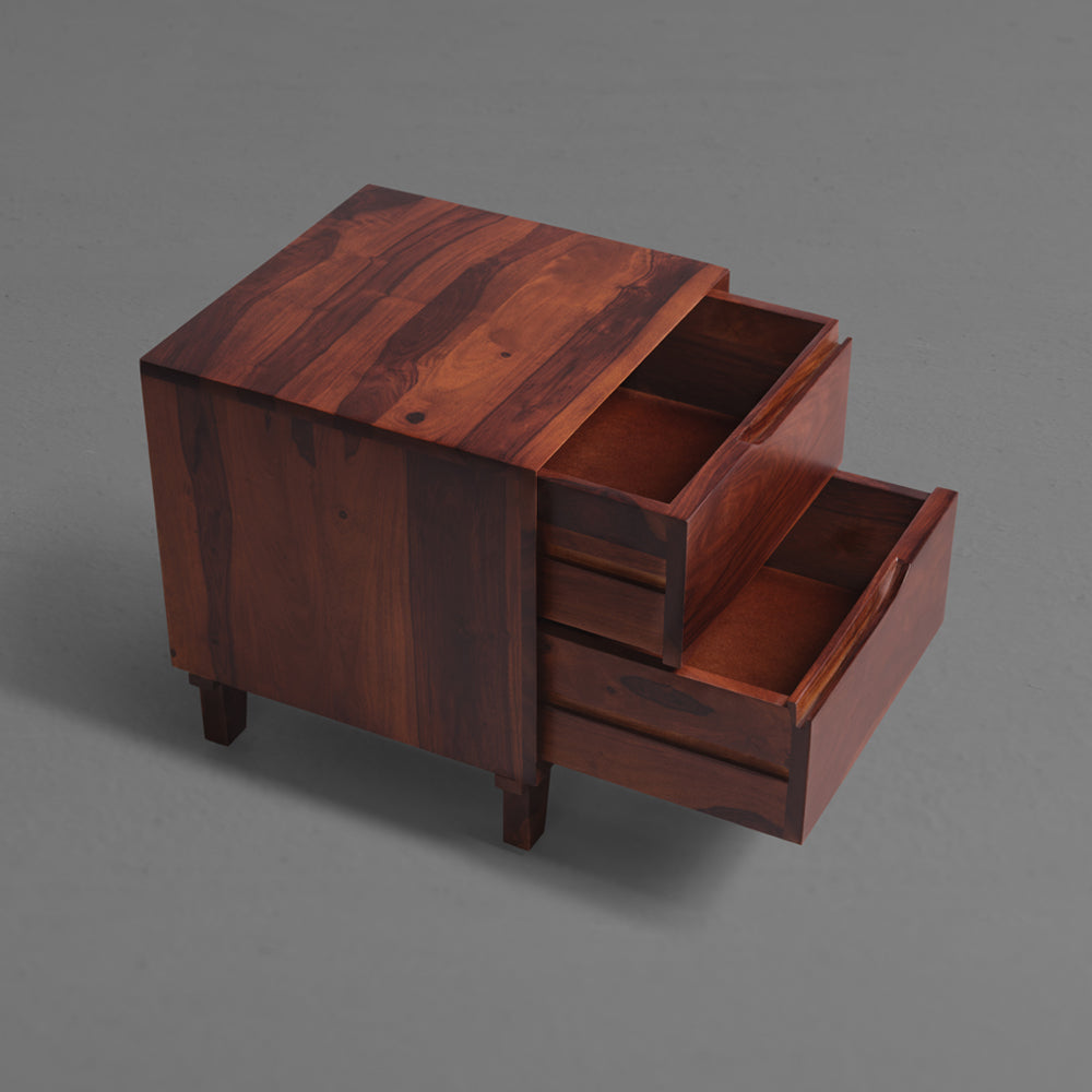 Mate|Sheesham|Wood|Bedside|Table|Honey|Brown|Finish