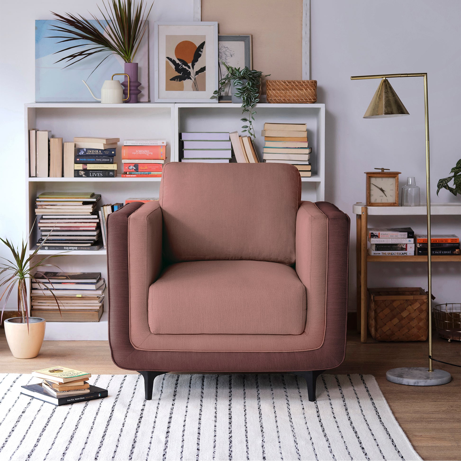 Sofa|Mojo|1|Seater|Sofa|Fabric|Berry|Blush|Pink
