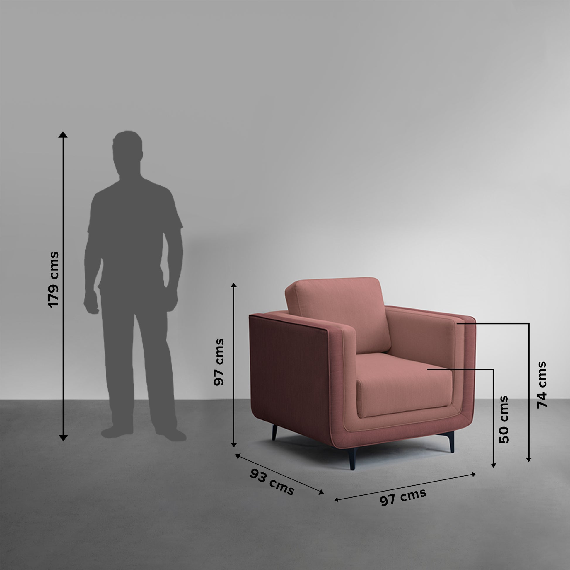 Sofa|Mojo|1|Seater|Sofa|Fabric|Berry|Blush|Pink