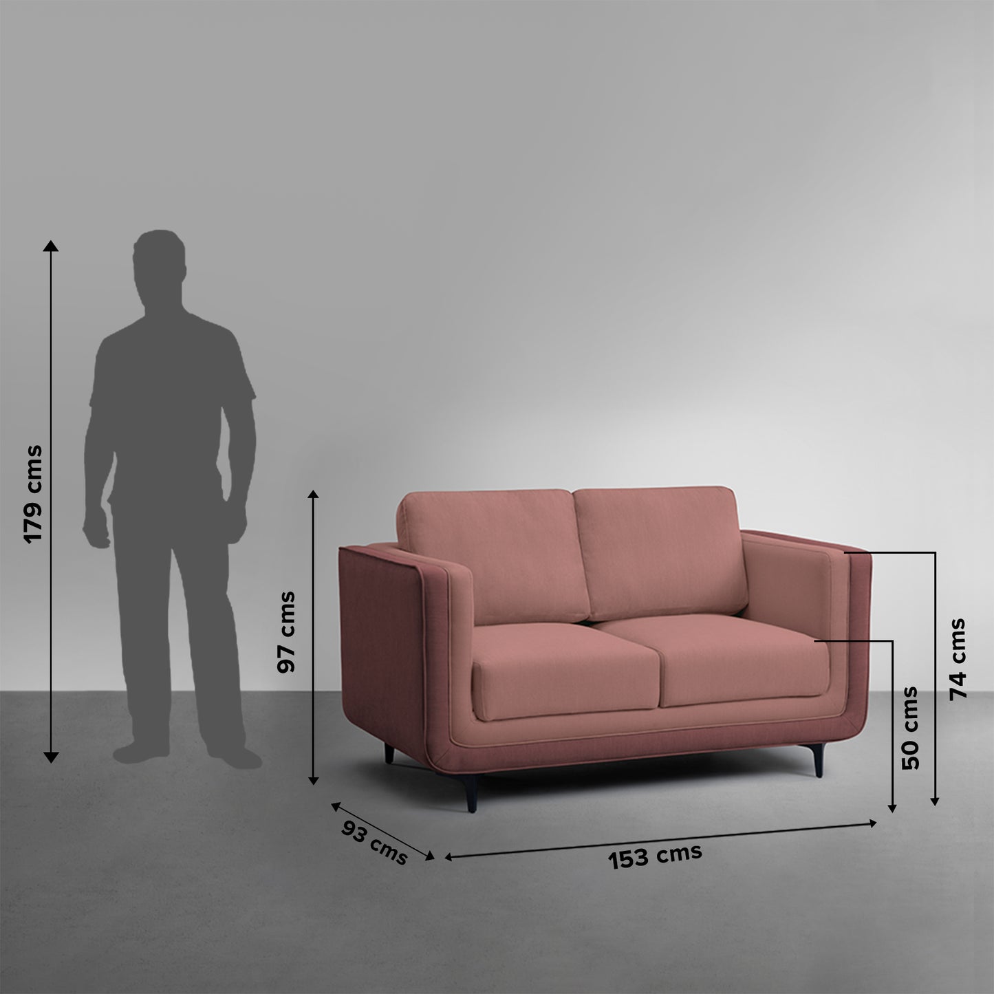 Sofa|Mojo|2|Seater|Sofa|Fabric|Berry|Blush|Pink