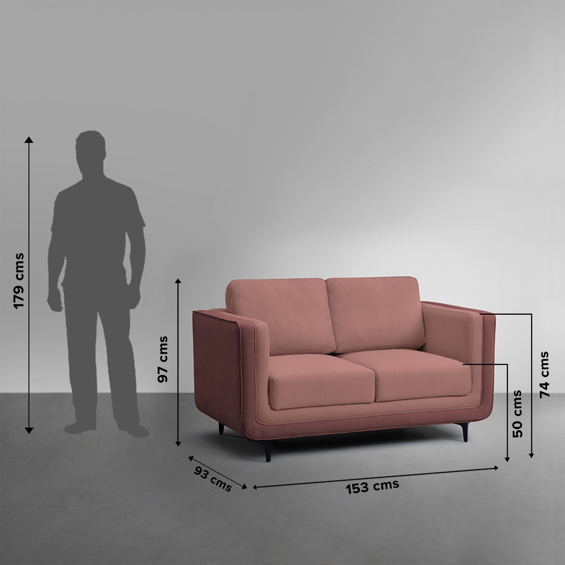 Sofa|Mojo|2|Seater|Sofa|Fabric|Berry|Blush|Pink