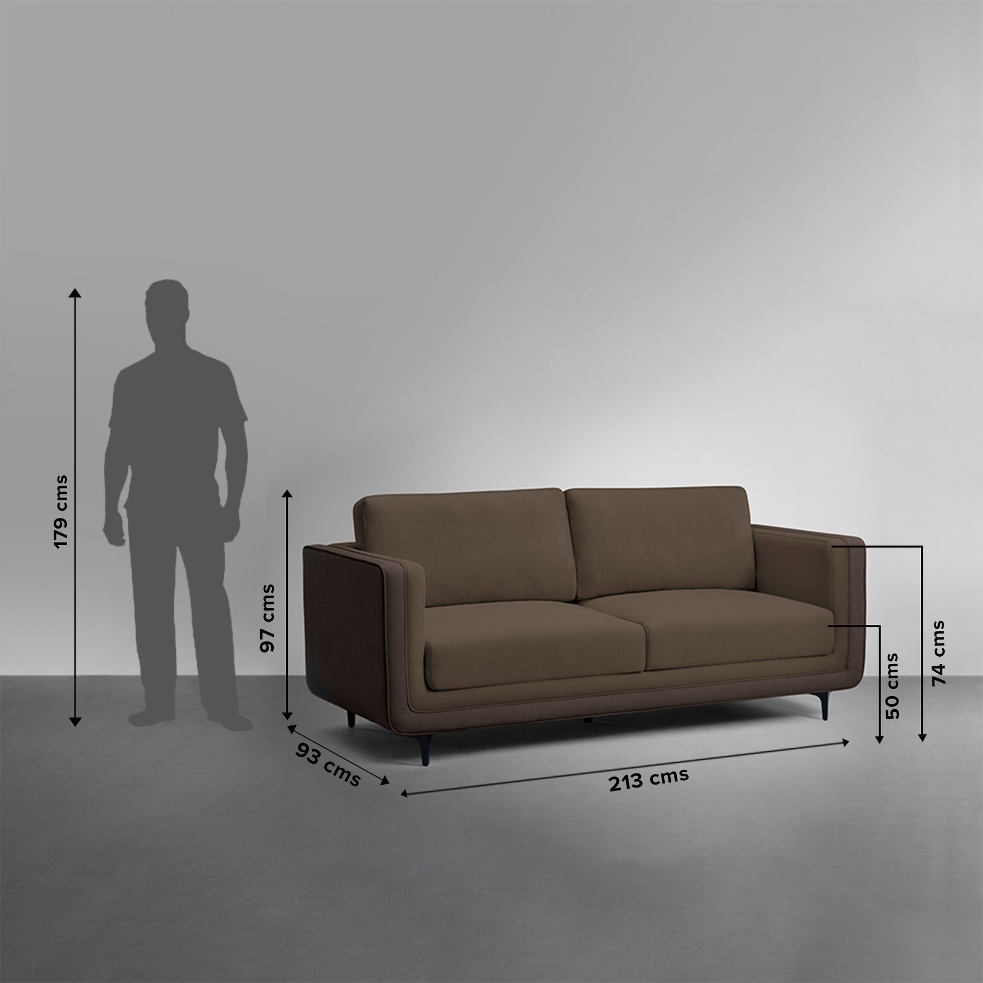 Sofa|Mojo|3|Seater|Sofa|Fabric|Cocoa|Rush|Brown