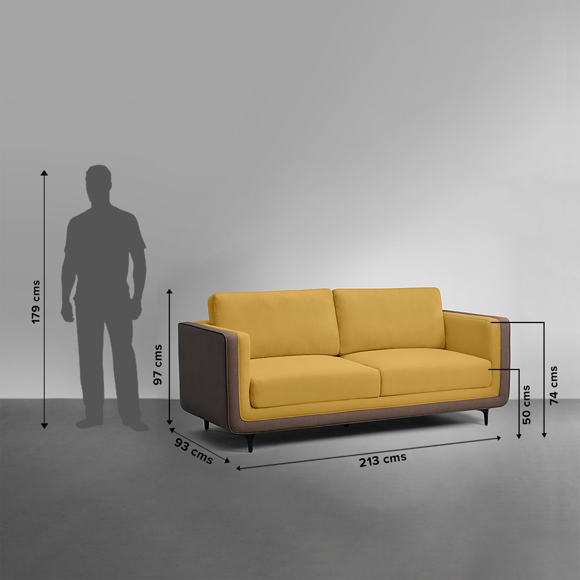Sofa|Mojo|3|Seater|Sofa|Fabric|Lemon|Zing|Yellow