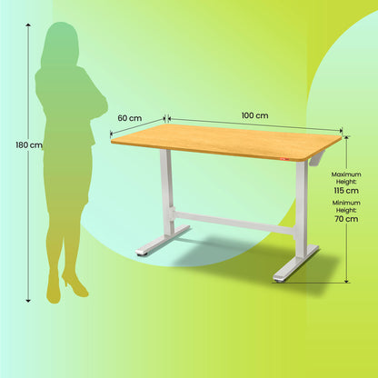 Lyft - Height Adjustable Table (White Base and Oak Top) With Spin - Office Chair (Jet Black)