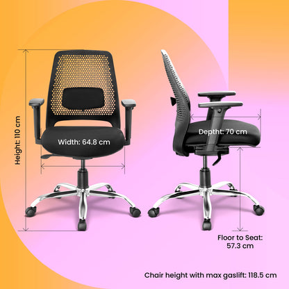 Lyft - Height Adjustable Table (White Base and Oak Top) With Spin - Office Chair (Jet Black)
