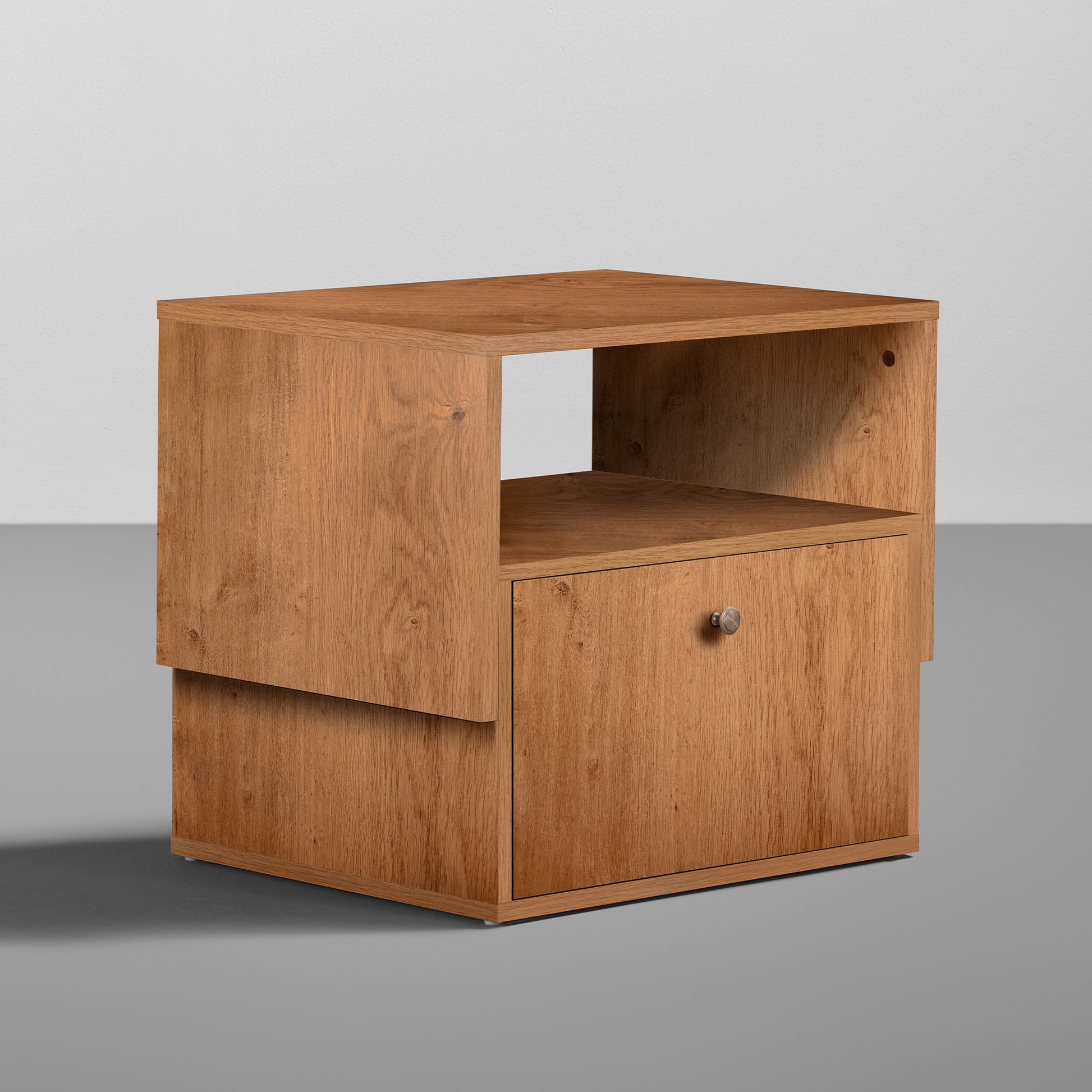 Pal|Engineered|Wood|Bedside|Table|1|Shelf|&|1|Drawer|Volga|Walnut|