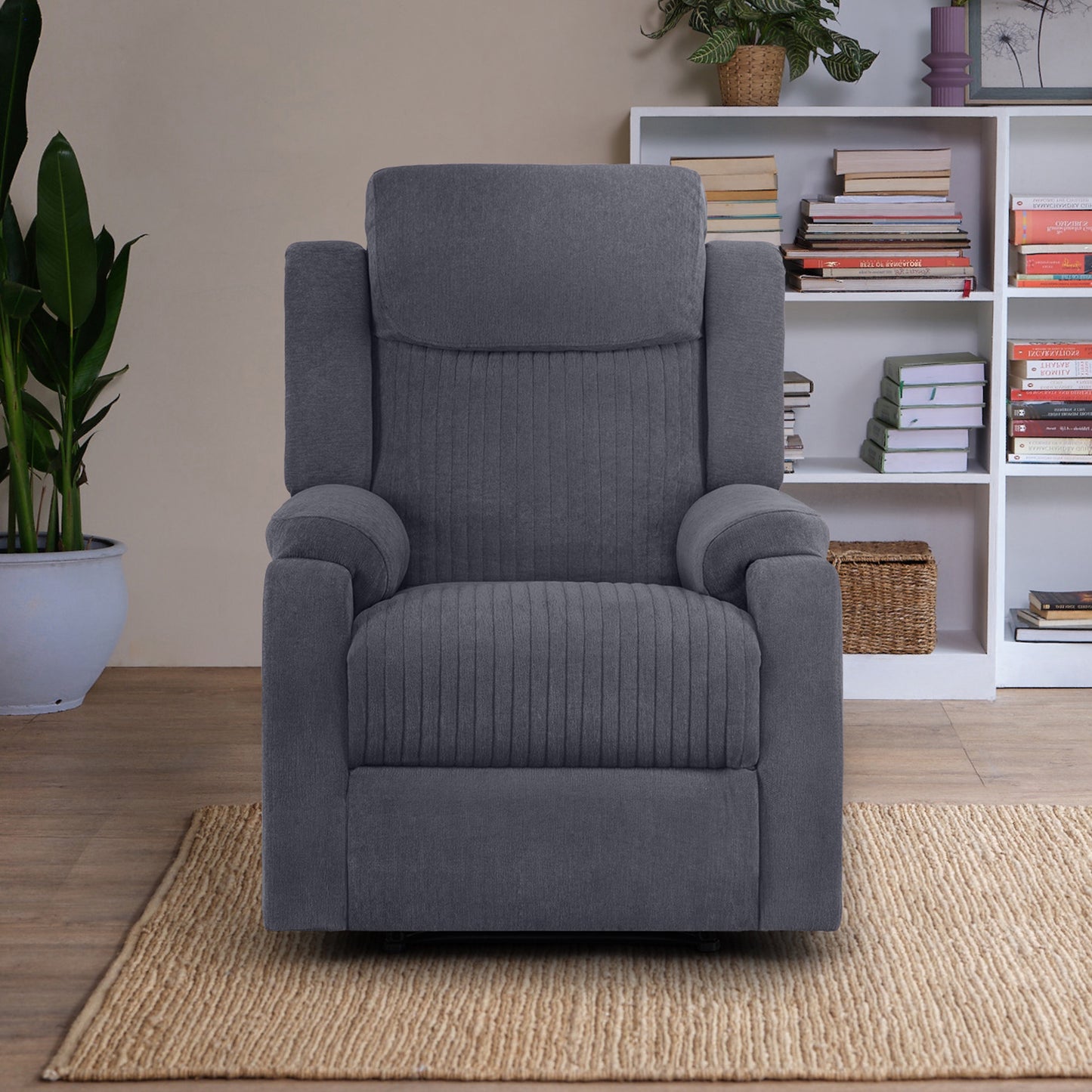 Recliner|R6|Single|Seater|Fabric|Recliner|Sesame|Grey