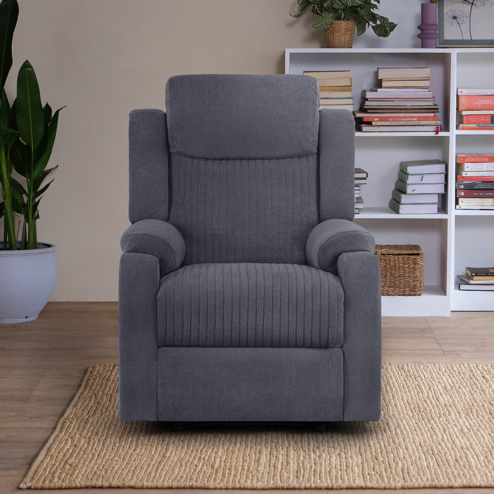 Recliner|R6|Single|Seater|Fabric|Recliner|Sesame|Grey