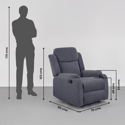 Recliner|R6|Single|Seater|Fabric|Recliner|Sesame|Grey