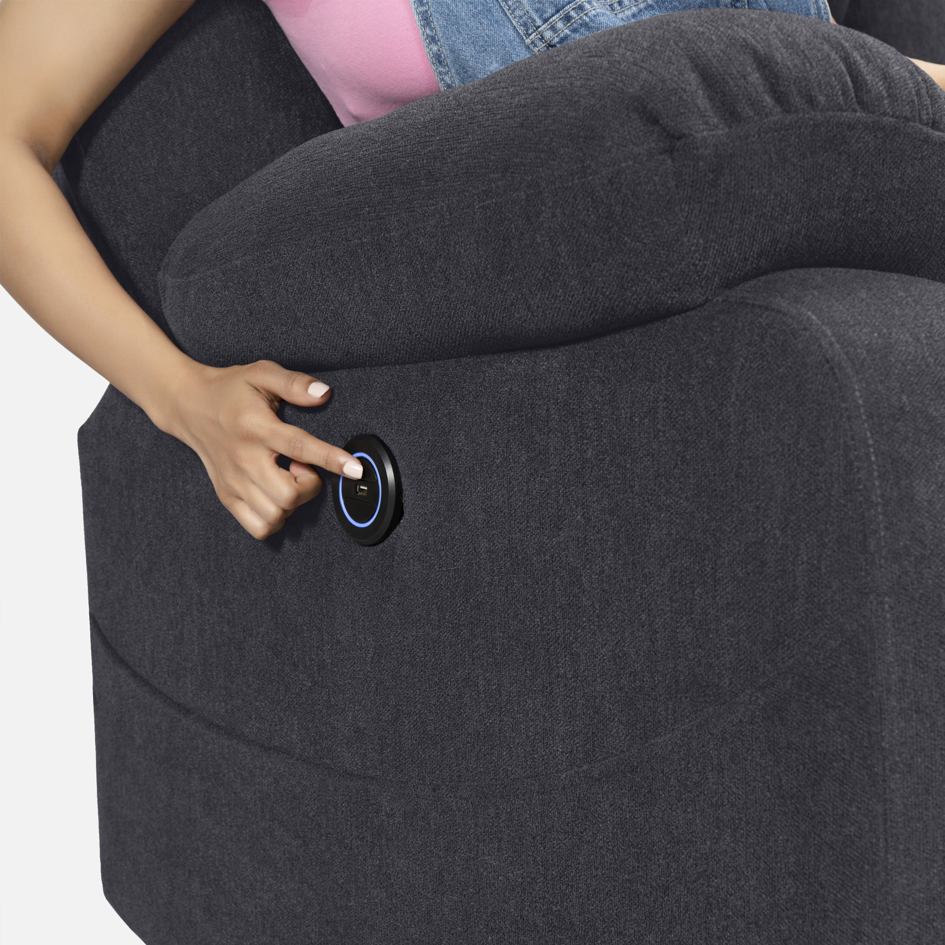 Recliner|R7|Motorized|Fabric|recliner|Iceland|Grey|One|Seater