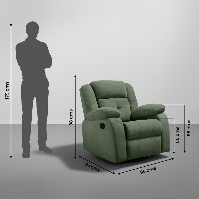 Buy Sleepyhead RX7 Swivel Rocker Recliner Green Fabric On...