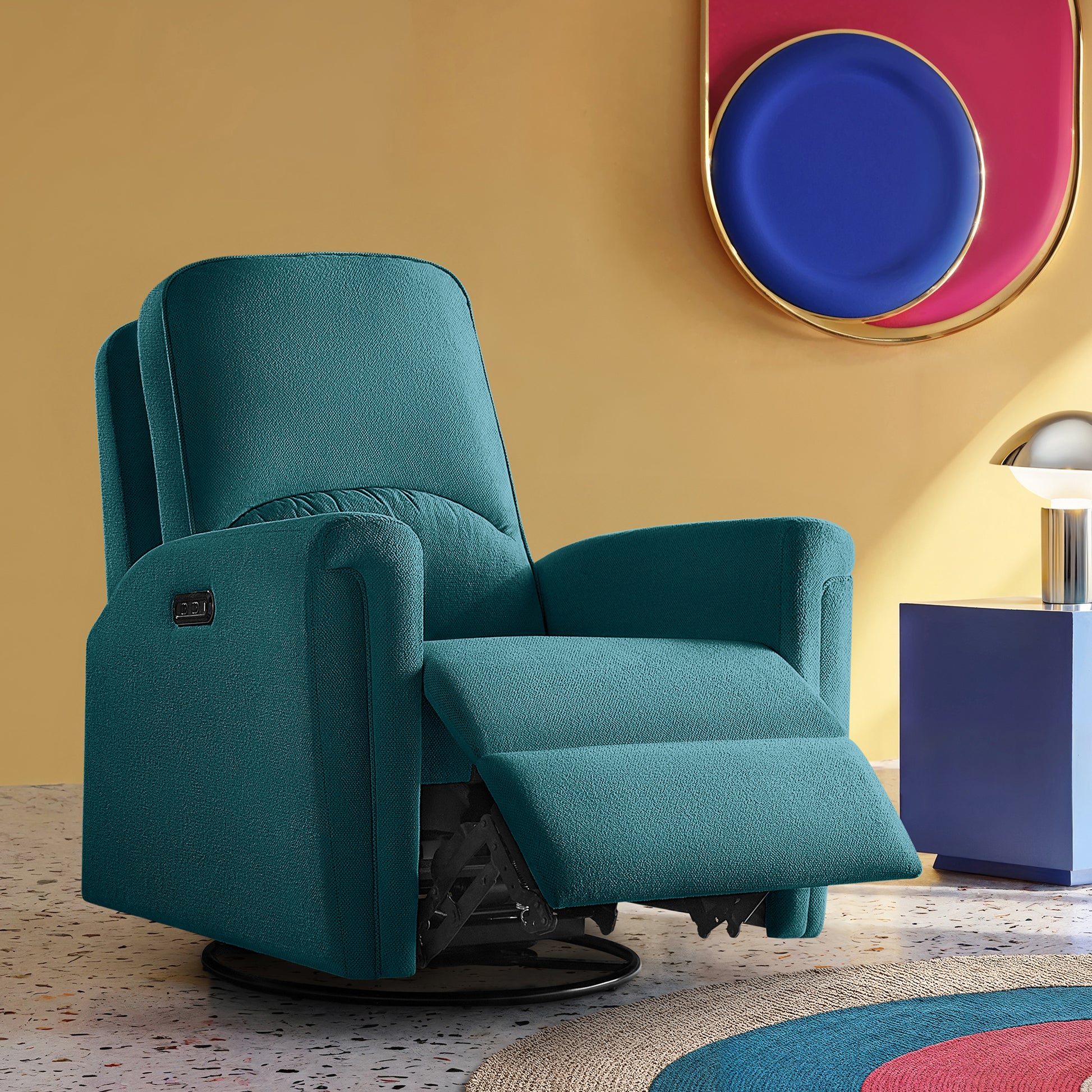 Recliner|R8|Fabric|Coral|Blue|1|Seater