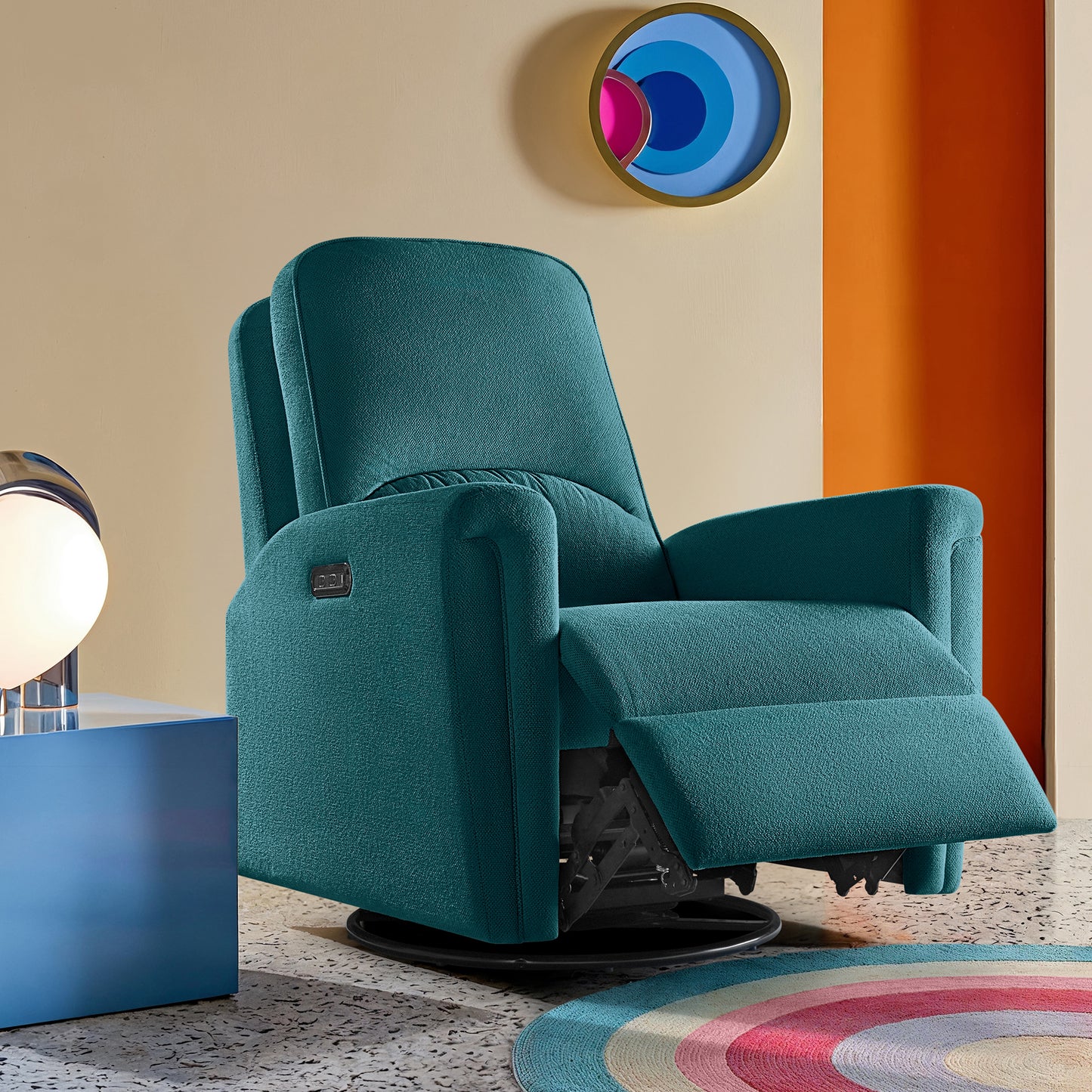 Recliner|R8|Fabric|Coral|Blue|1|Seater