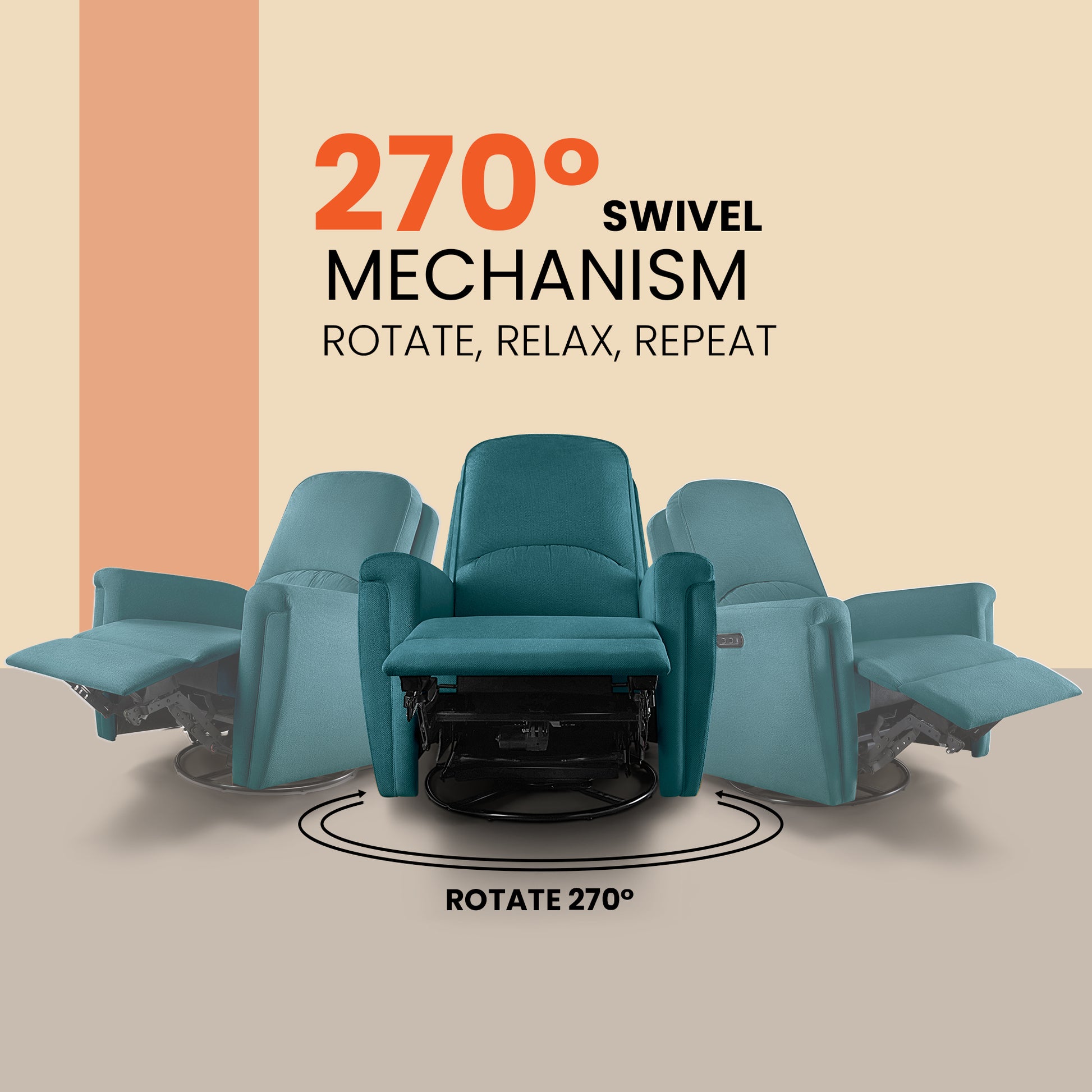 Recliner|R8|Fabric|Coral|Blue|1|Seater