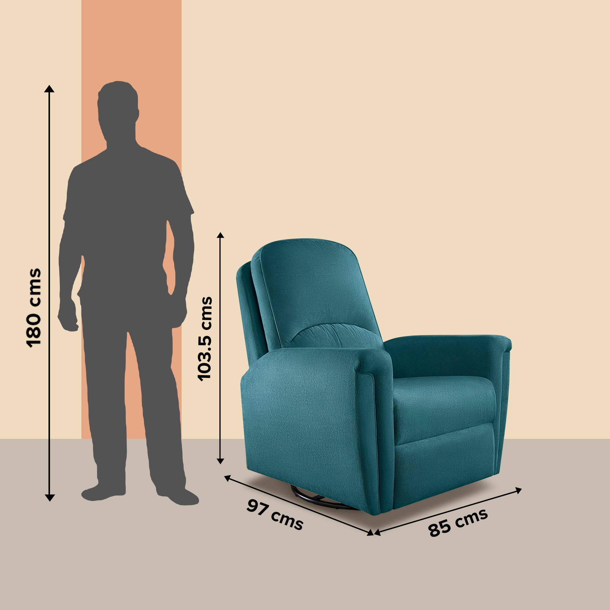 Buy Sleepyhead RX8 Recliner Chair Blue Fabric Online Best Price