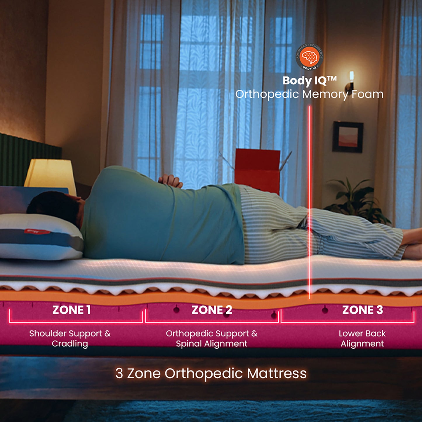 Sense|BodyIQ|Orthopedic|Memory|Foam|Mattress|with|Cooling|Tech