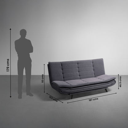 SofaBed|Two|Foldable|3|Seater|Sofa|Cum|Bed|Fabric|Ash|Grey