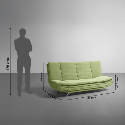 SofaBed|Two|Foldable|3|Seater|Sofa|Cum|Bed|Fabric|Matcha|Green