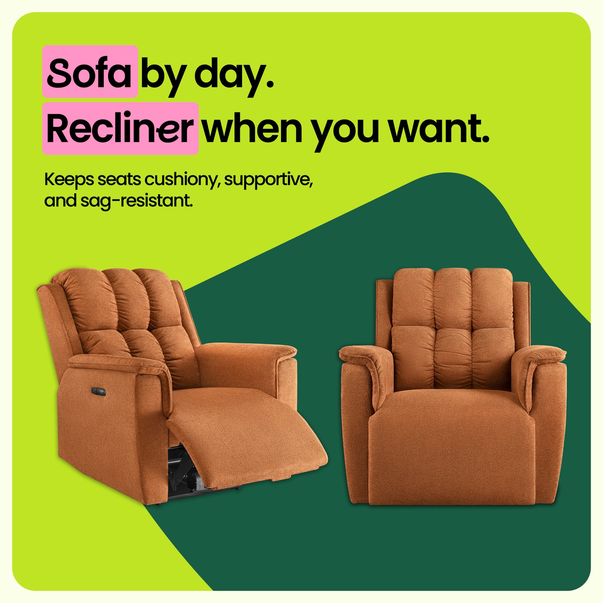 Sofa|Vibe|1|Seater|Motion|Sofa|Rust|Orange