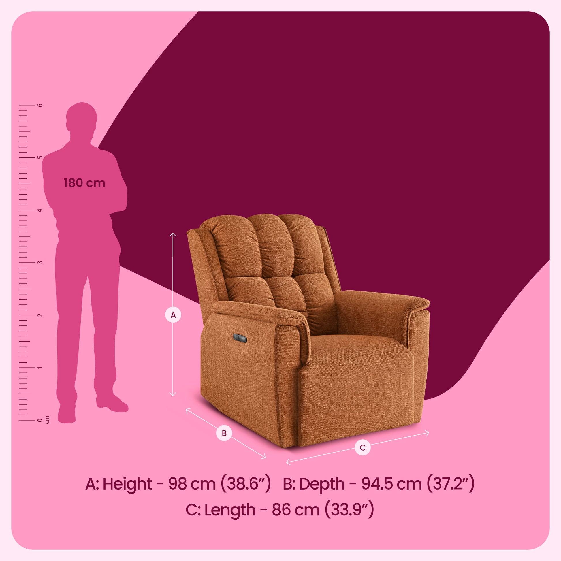 Sofa|Vibe|1|Seater|Motion|Sofa|Rust|Orange