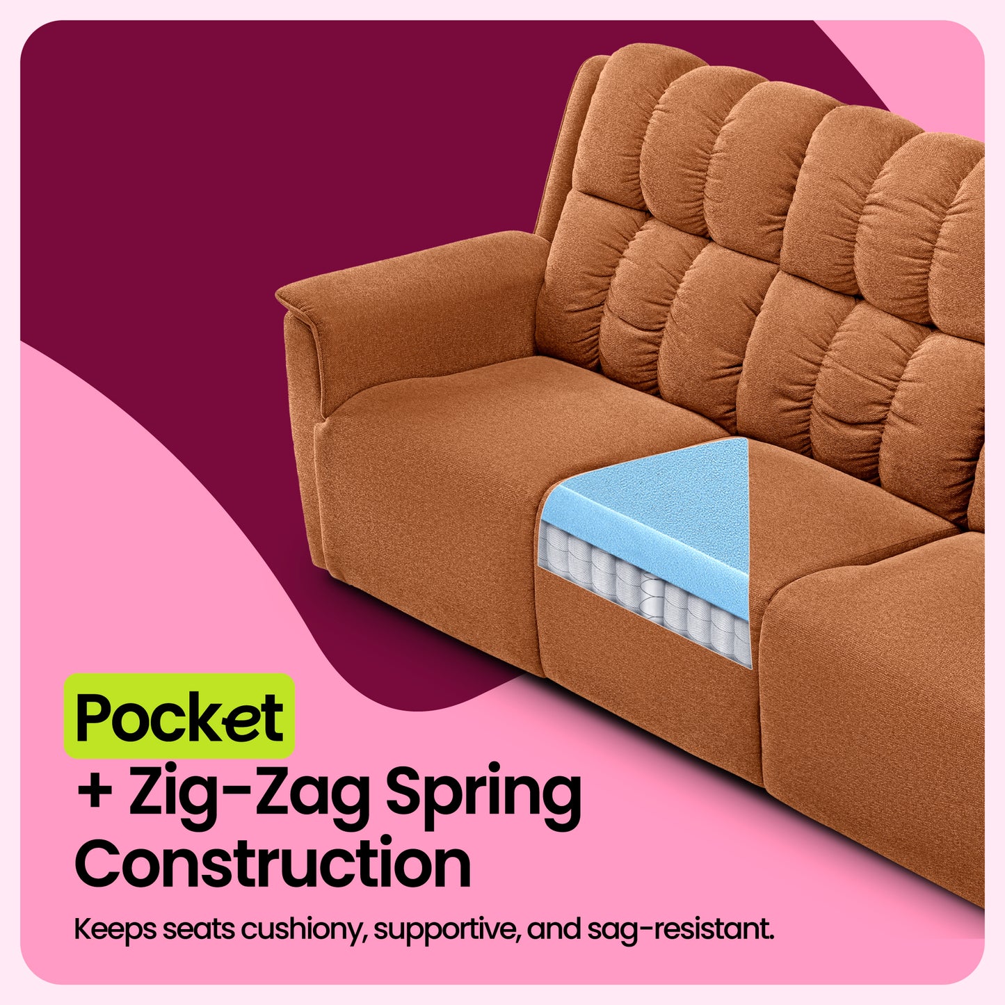 Sofa|Vibe|3|Seater|Motion|Sofa|Rust|Orange