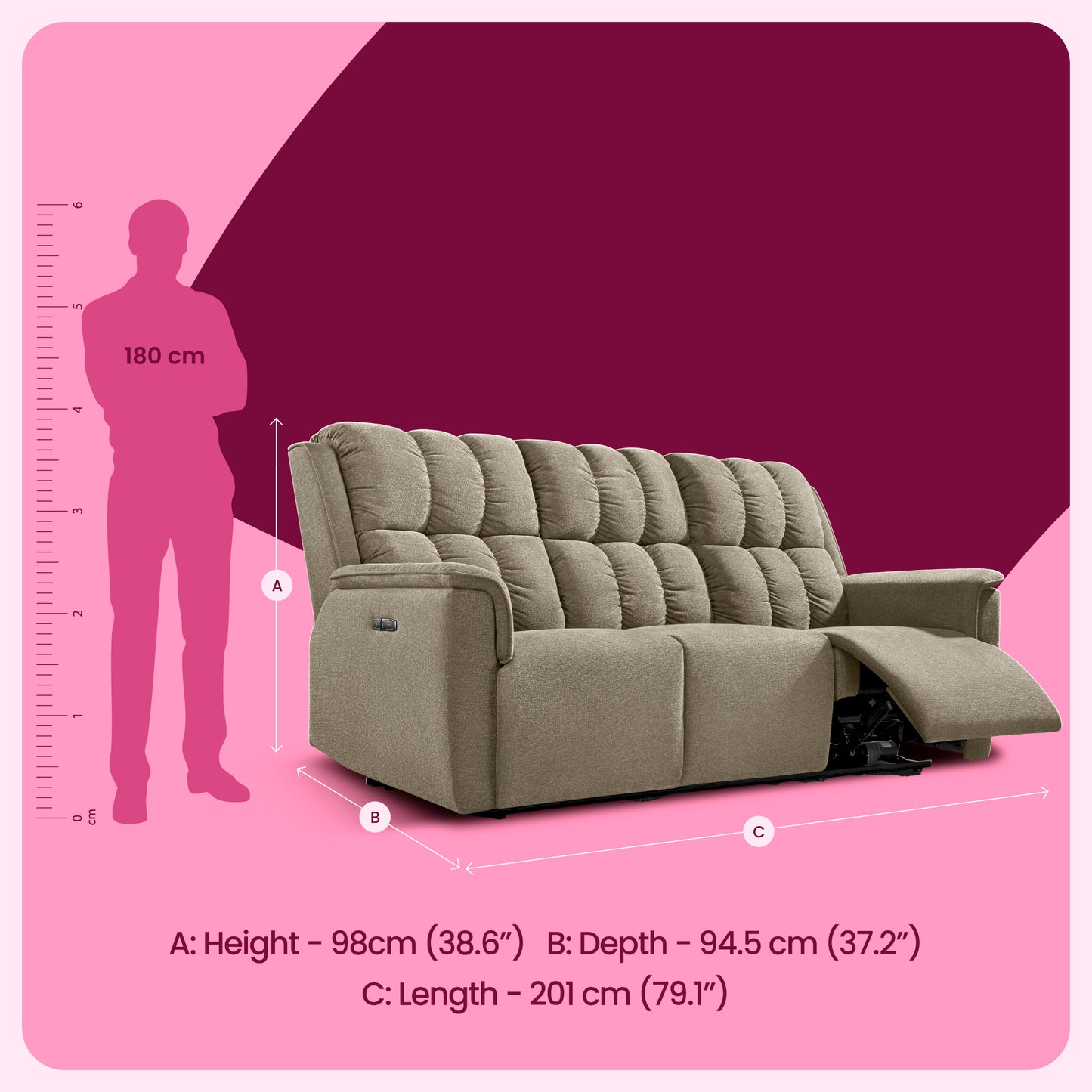 Sofa|Vibe|3|Seater|Motion|Sofa|Slate|Grey