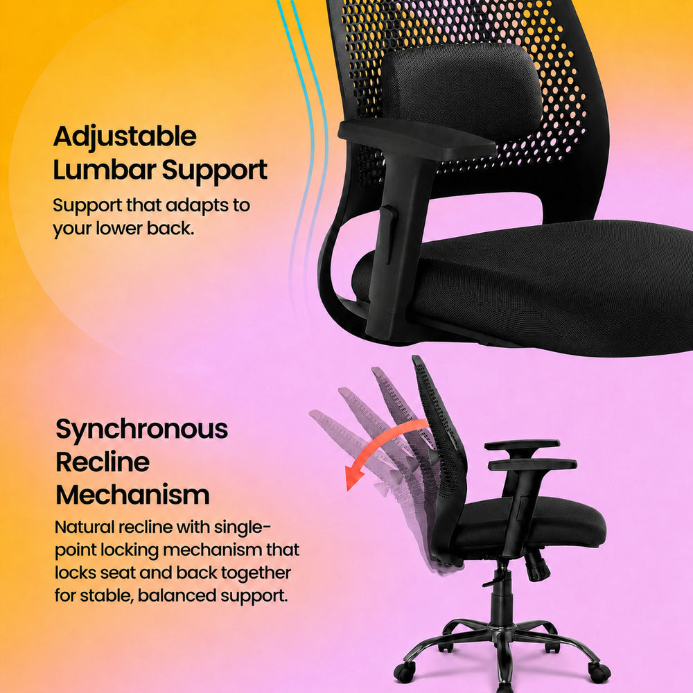 Lyft - Height Adjustable Table (Black Base and Walnut Top) With Spin - Office Chair (Jet Black)