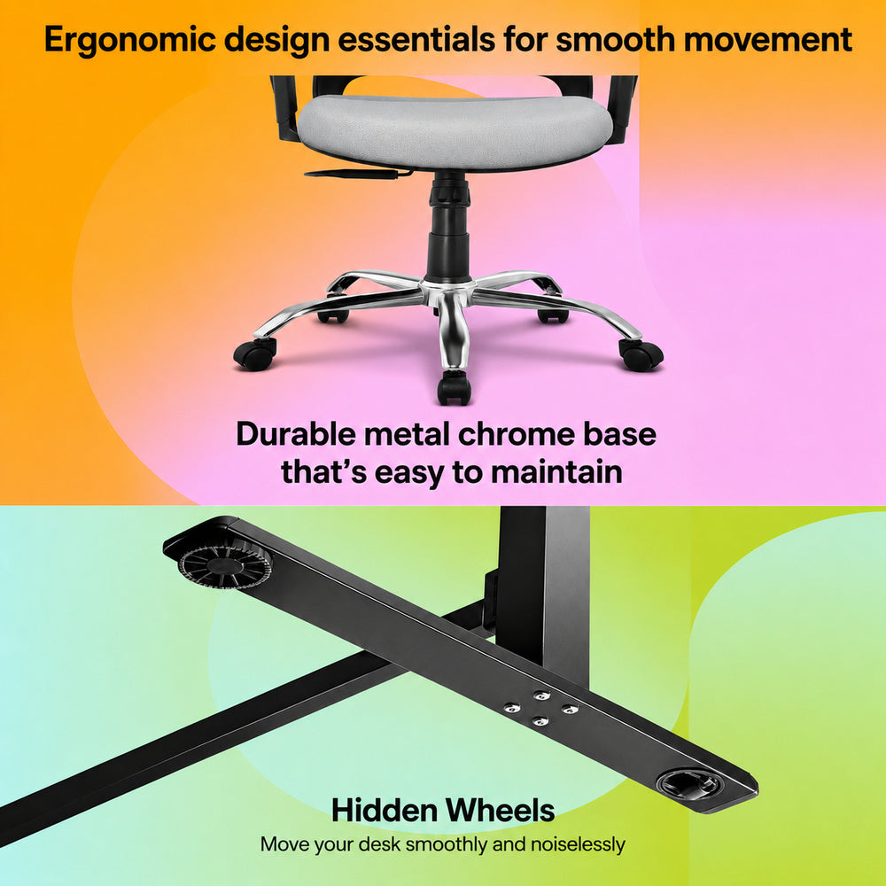 Lyft - Height Adjustable Table (Black Base and Walnut Top) With Spin - Office Chair (Cement Grey)