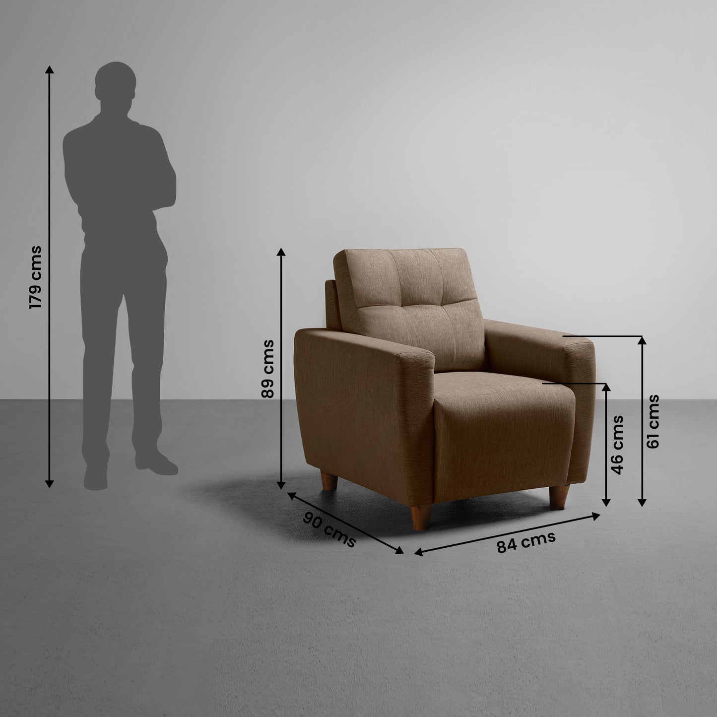 Sofa|Yolo|1|Seater|Sofa|Fabric|Coco|Brown