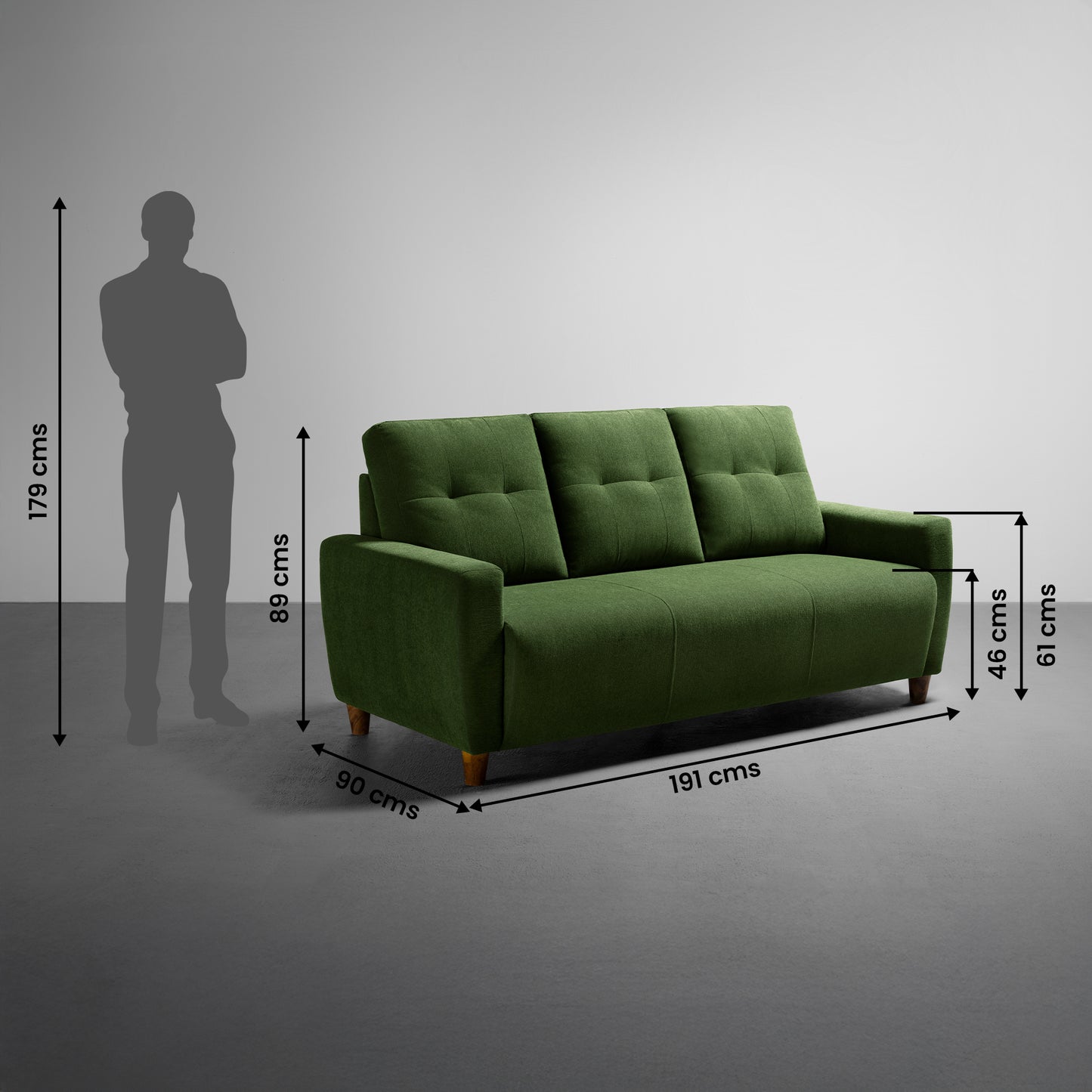 Sofa|Yolo|3|Seater|Sofa|Fabric|Avocado|Green