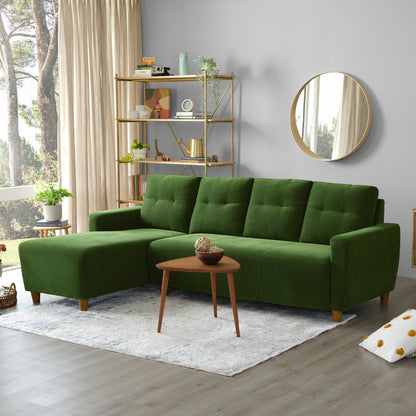 Sofa|Yolo|3|Seater|LHS|L|Shape|Sofa|Set|Fabric|Avocado|Green