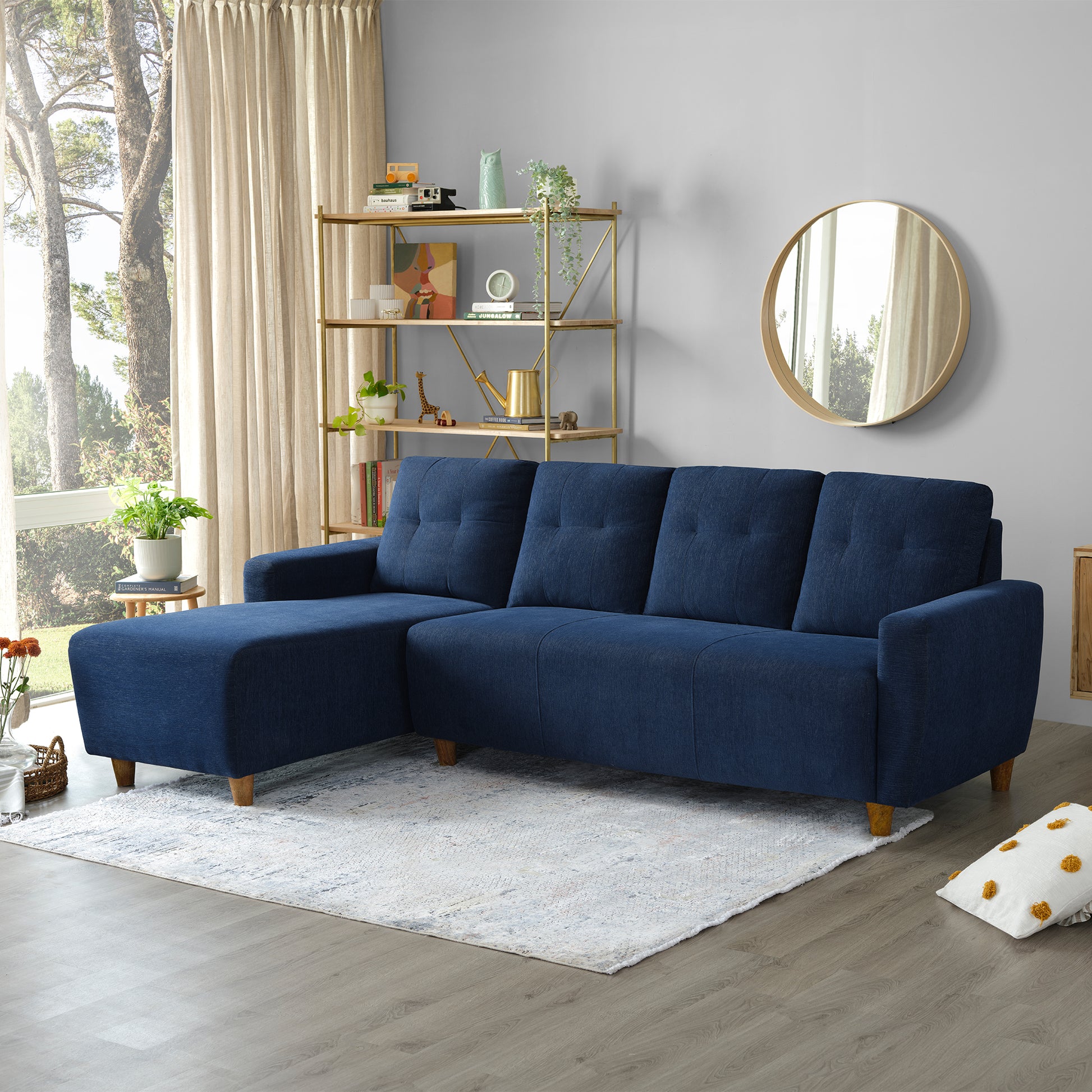 Sofa|Yolo|3|Seater|LHS|L|Shape|Sofa|Set|Fabric|Berry|Blue