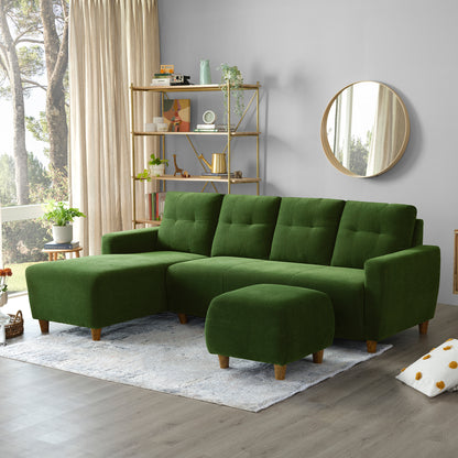 Sofa|Yolo|3|Seater|LHS|L|Shape|Sofa|Set|with|Ottoman|Fabric|Avocado|Green