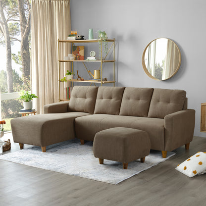 Sofa|Yolo|3|Seater|LHS|L|Shape|Sofa|Set|with|Ottoman|Fabric|Coco|Brown