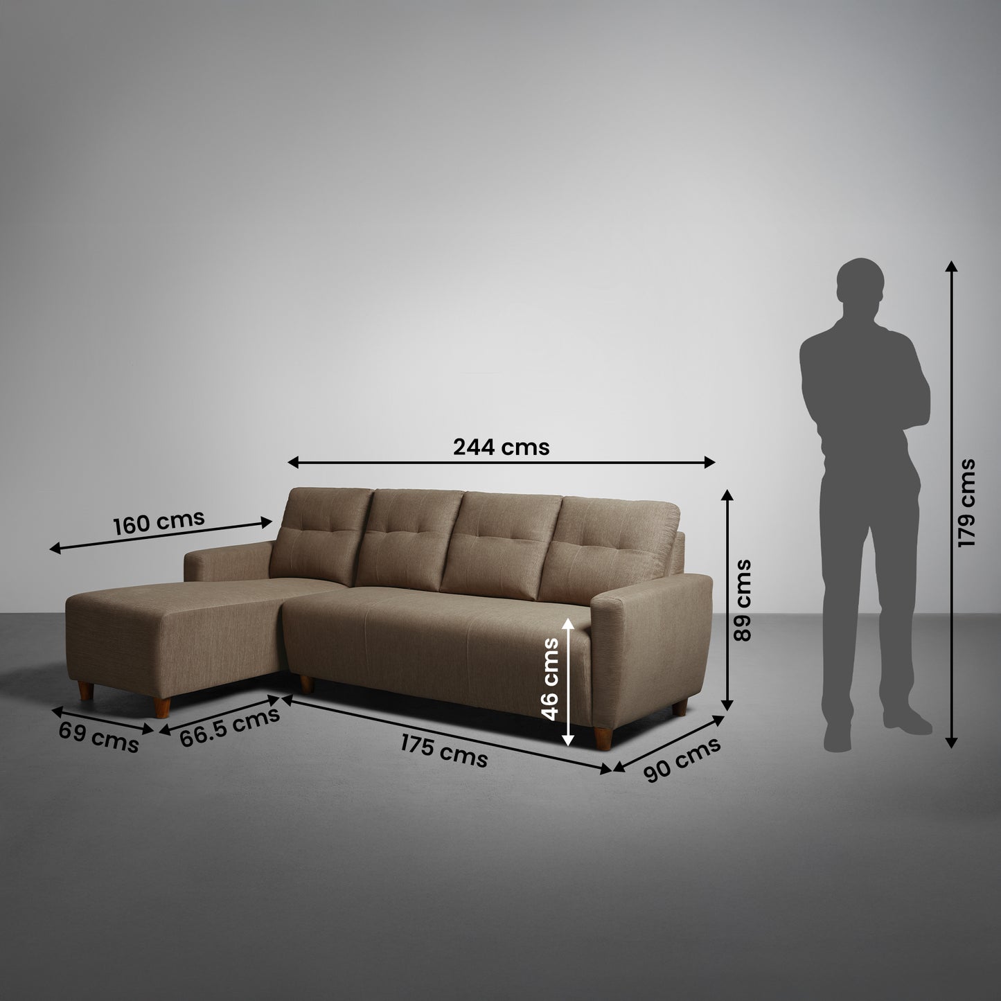 Sofa|Yolo|3|Seater|LHS|L|Shape|Sofa|Set|with|Ottoman|Fabric|Coco|Brown