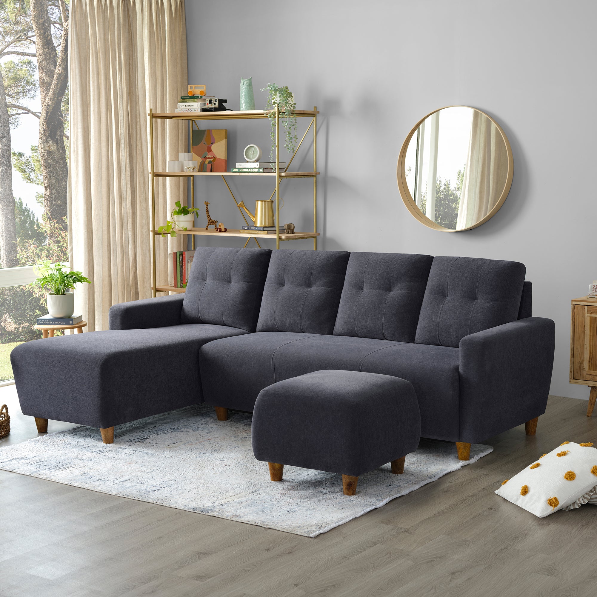 Buy Sleepyhead Yolo 3 Seater Grey Fabric Sofa Online at B
