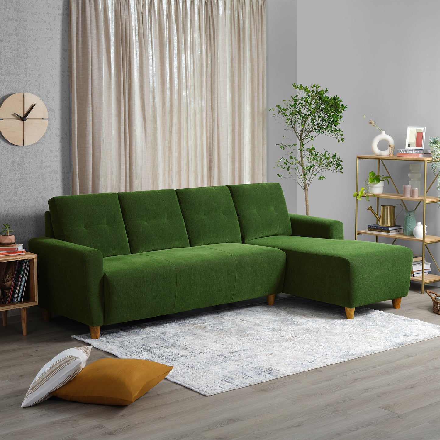 Sofa|Yolo|3|Seater|RHS|L|Shape|Sofa|Set|Fabric|Avocado|Green