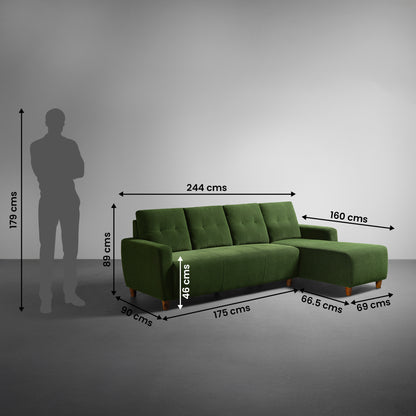 Sofa|Yolo|3|Seater|RHS|L|Shape|Sofa|Set|Fabric|Avocado|Green