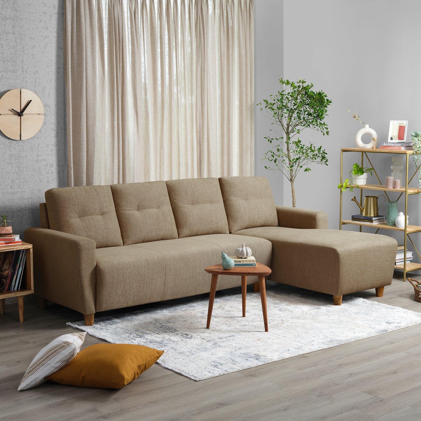 Sofa|Yolo|3|Seater|RHS|L|Shape|Sofa|Set|Fabric|Coco|Brown