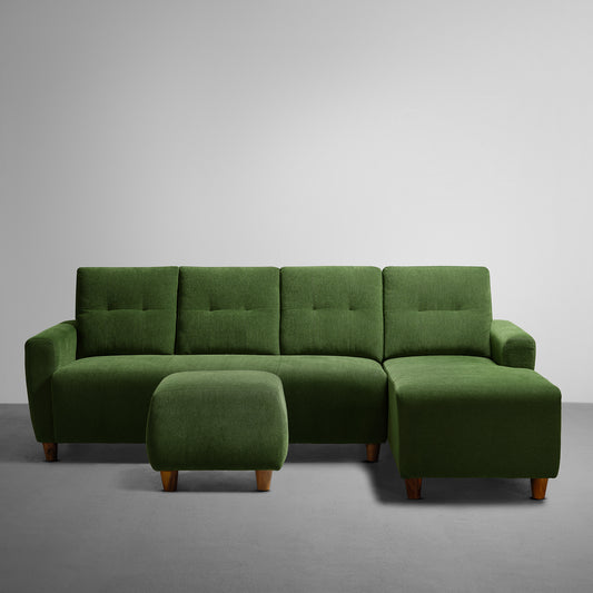 Sofa|Yolo|3|Seater|RHS|L|Shape|Sofa|Set|with|Ottoman|Fabric|Avocado|Green