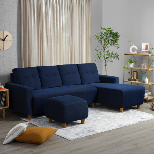 Sofa|Yolo|3|Seater|RHS|L|Shape|Sofa|Set|with|Ottoman|Fabric|Berry|Blue