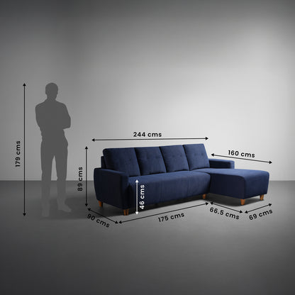 Sofa|Yolo|3|Seater|RHS|L|Shape|Sofa|Set|with|Ottoman|Fabric|Berry|Blue