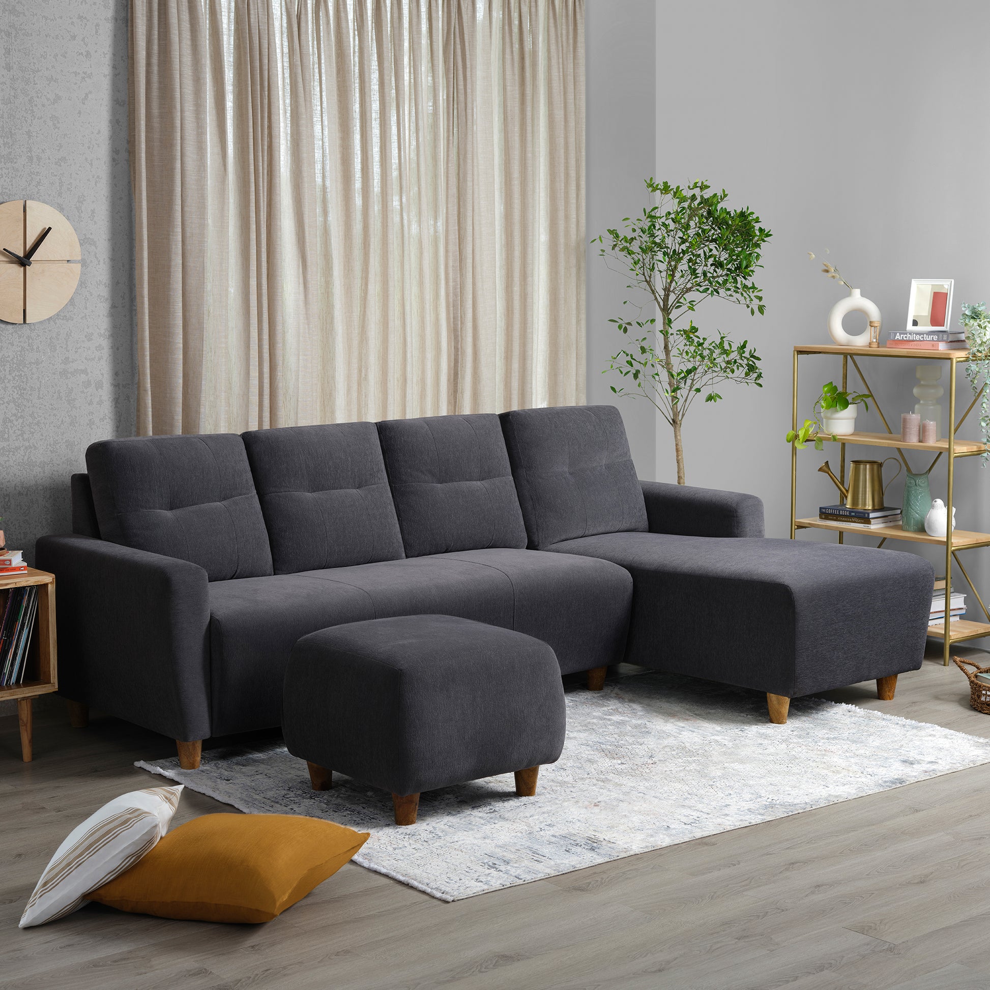 Sofa|Yolo|3|Seater|RHS|L|Shape|Sofa|Set|with|Ottoman|Fabric|Sesame|Grey