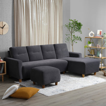 Sofa|Yolo|3|Seater|RHS|L|Shape|Sofa|Set|with|Ottoman|Fabric|Sesame|Grey