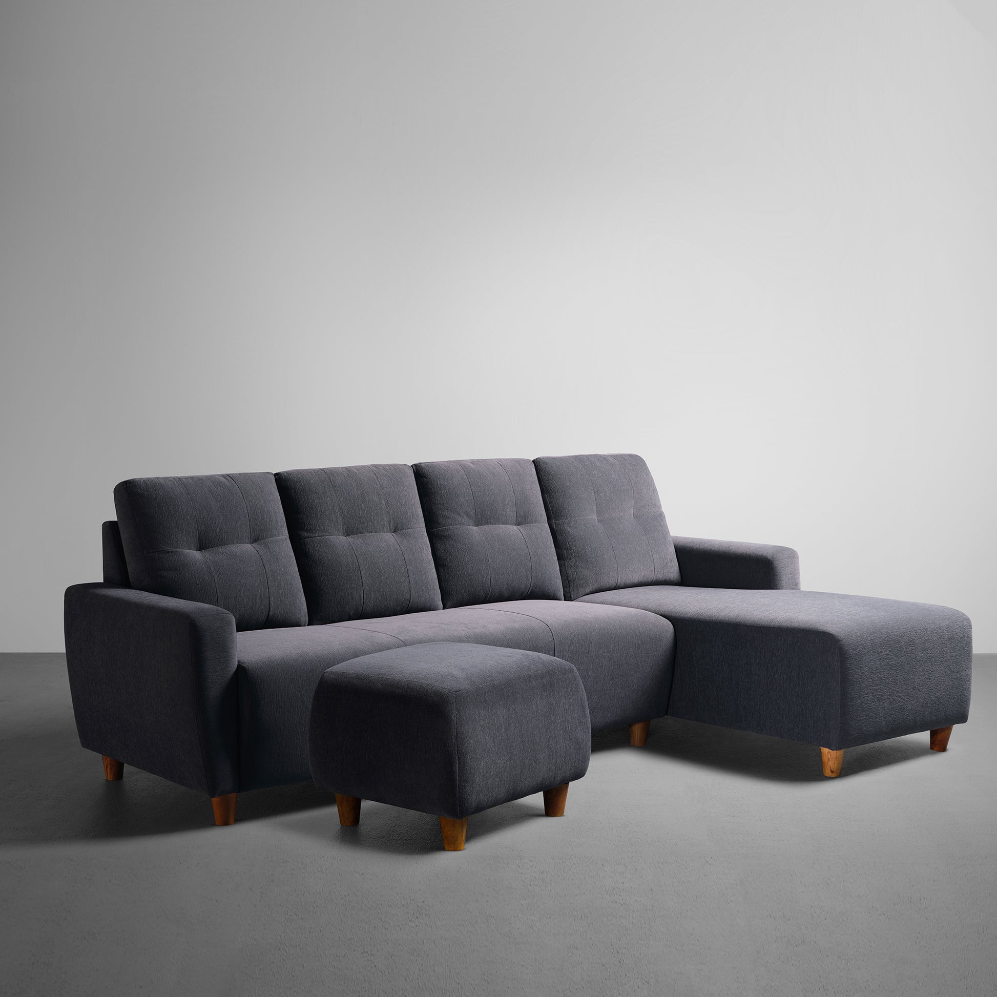 Sofa|Yolo|3|Seater|RHS|L|Shape|Sofa|Set|with|Ottoman|Fabric|Sesame|Grey