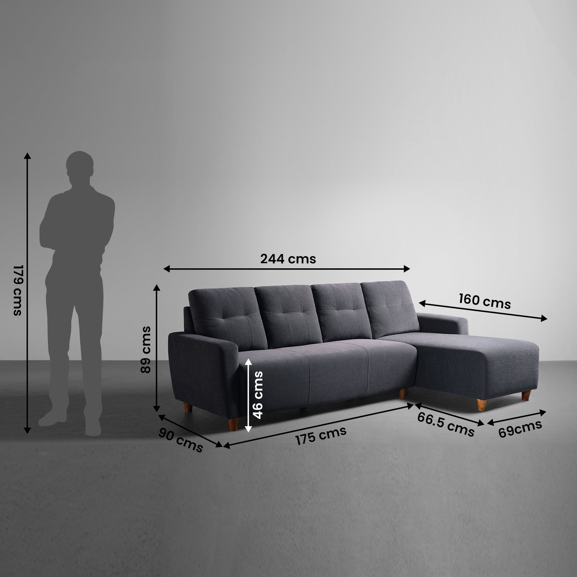 Sofa|Yolo|3|Seater|RHS|L|Shape|Sofa|Set|with|Ottoman|Fabric|Sesame|Grey