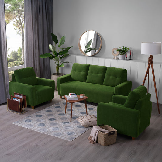 Sofa|Yolo|3+1+1|Seater|Sofa|Set|Fabric|Avocado|Green