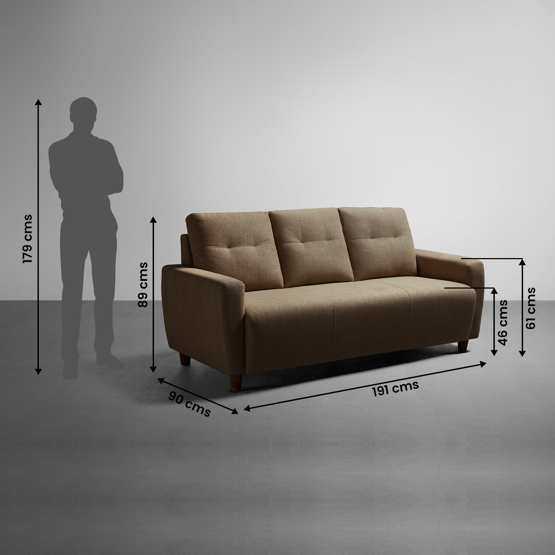 Sofa|Yolo|3+1+1|Seater|Sofa|Set|Fabric|Coco|Brown